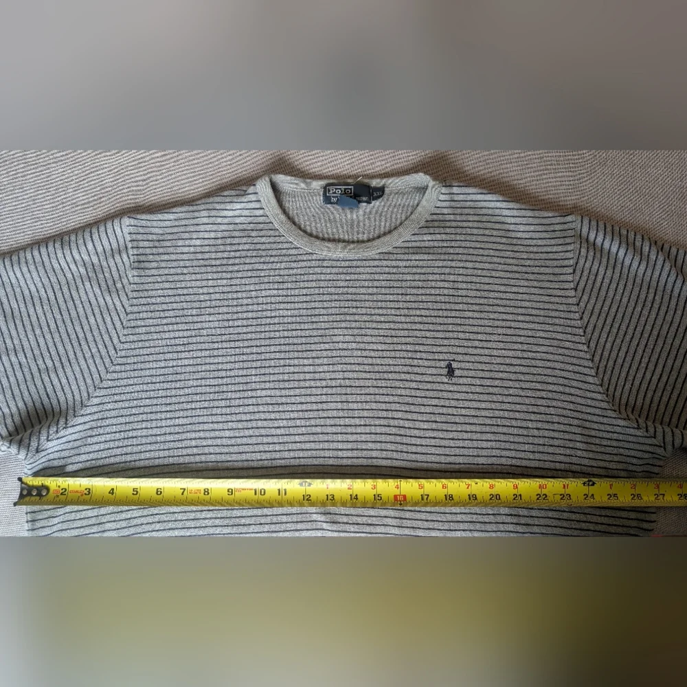 Polo Ralph Lauren Men's Gray Navy Striped Long Sleeve Shirt 100% Cotton Size XXL - Picture 5 of 13